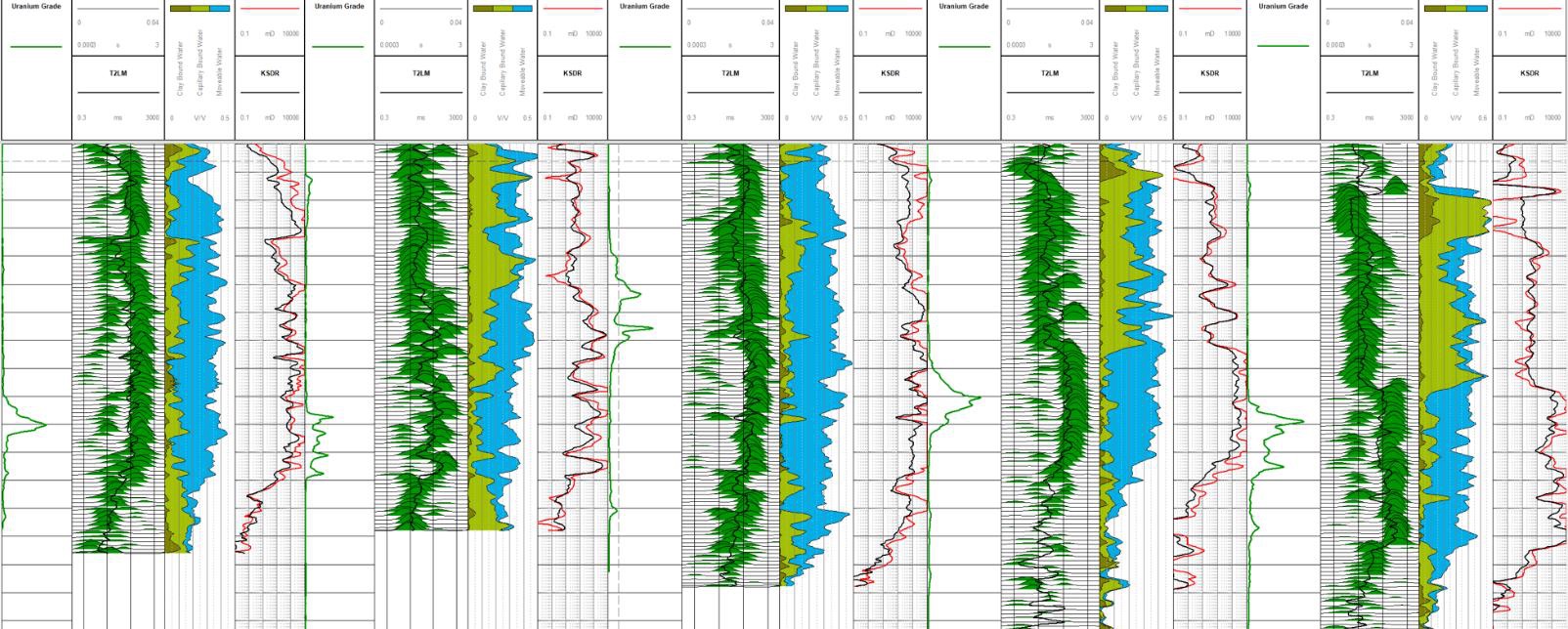 Cross-section through the field: the uranium target sits within the highly permeable sands