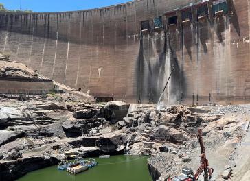 The Kariba Dam plunge pool during rehabilitation works